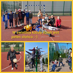 Aktywnie na placu zabaw i boisku szkolnym.