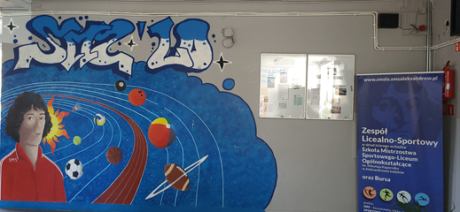 Mural z podobizną Mikołaja Kopernika przygotowany przez naszych uczniów