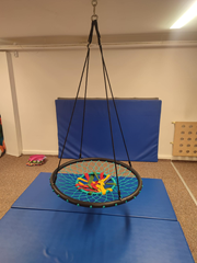 Akcesoria z sali do ćwiczeń z fizjoterapeutą i terapeutą SI