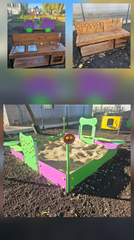 Plac zabaw- piaskownica edukacyjna, warsztat, kuchnia błotna