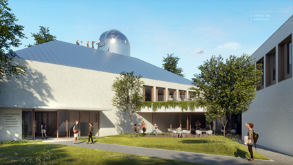  Zapraszamy do nowego budynku w roku szkolnym 2026/2027- wizualizacja obserwatorium astronomiczne.